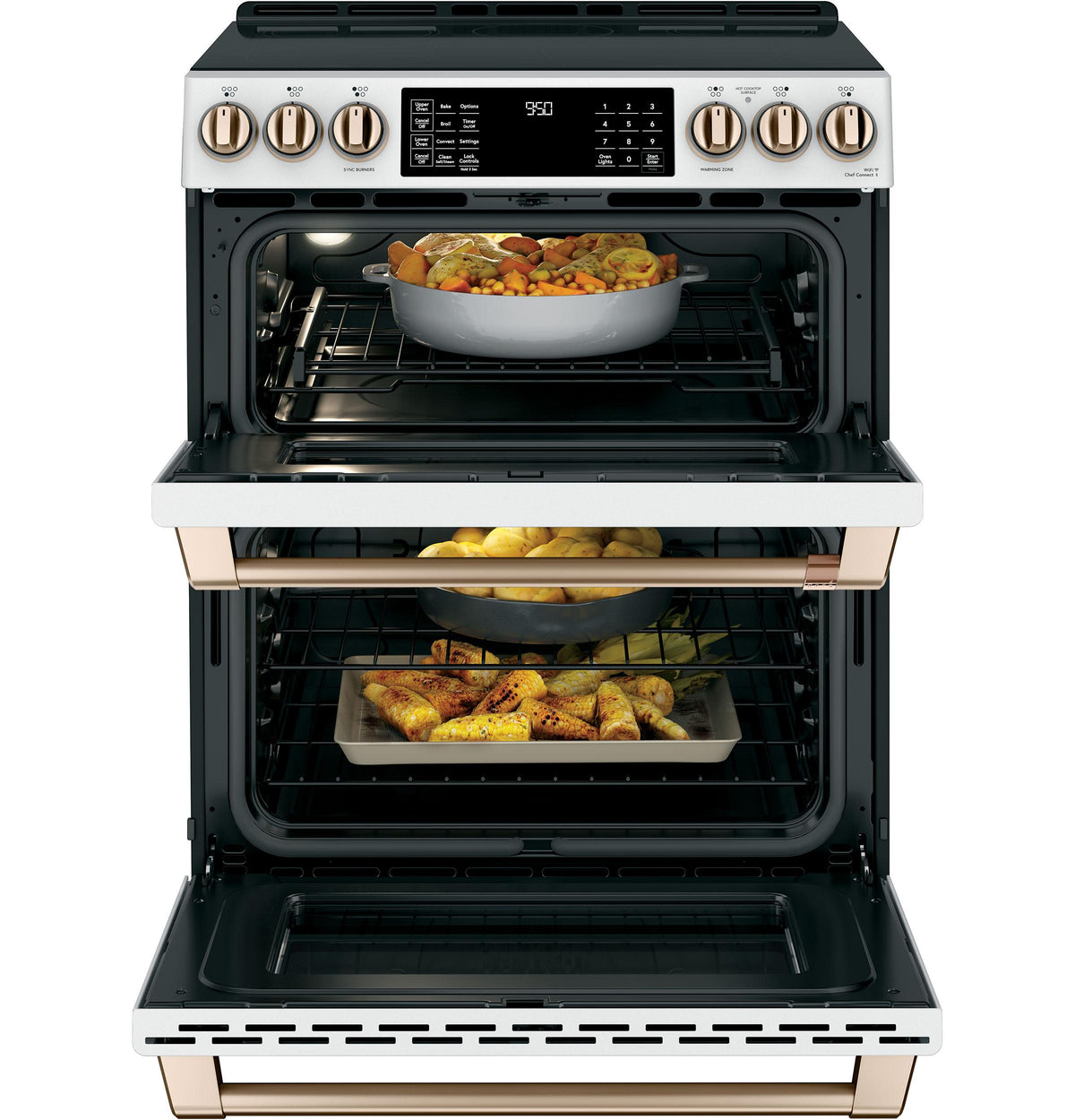 Café™ 30" Smart Slide-In, Front-Control, Induction and Convection Double-Oven Range