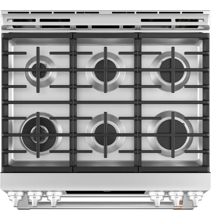 Café 30" Smart Slide-In, Front-Control, Gas Double-Oven Range with Convection