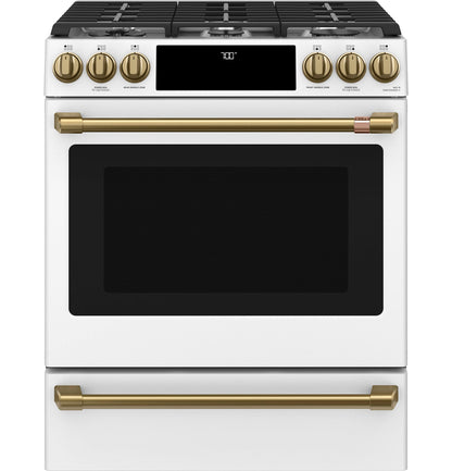 Café™ 30" Smart Slide-In, Front-Control, Gas Range with Convection Oven