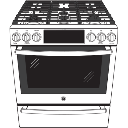 GE Profile™ 30" Smart Slide-In Front-Control Gas Fingerprint Resistant Range with No Preheat Air Fry