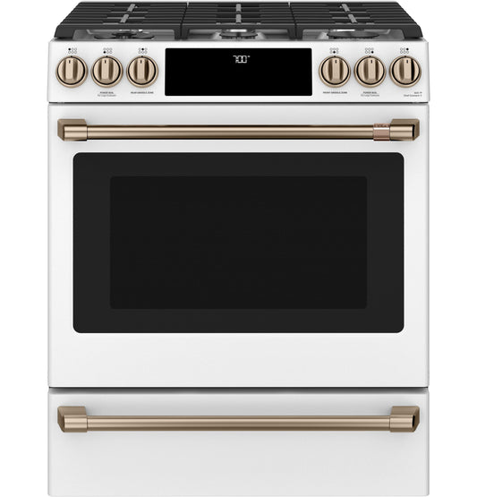 Café™ 30" Smart Slide-In, Front-Control, Gas Range with Convection Oven