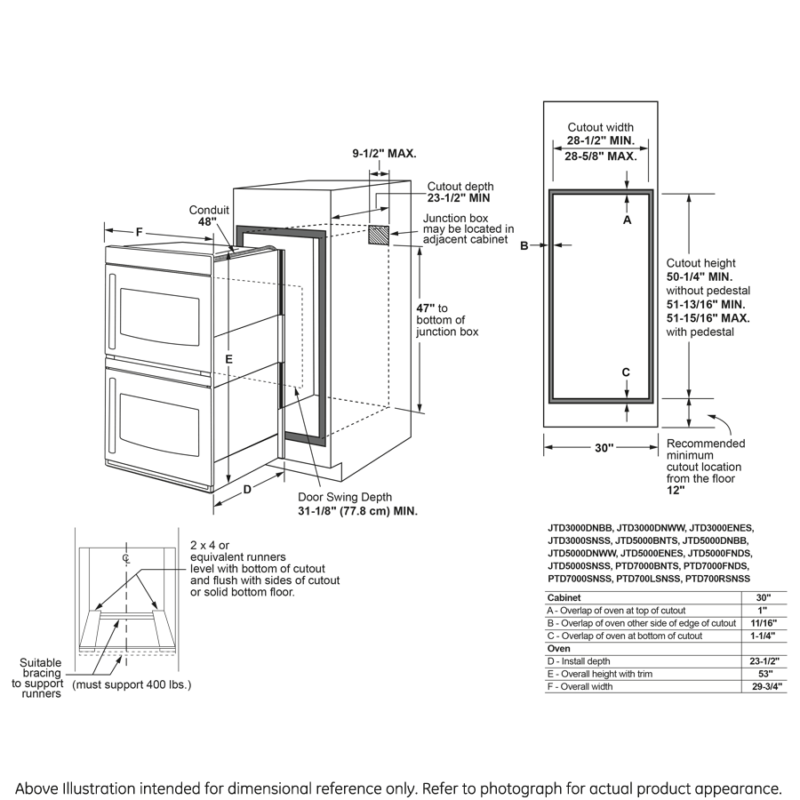 GE Profile™ 30" Smart Built-In Convection Double Wall Oven with Right-Hand Side-Swing Doors