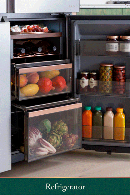 Café™ ENERGY STAR® 28.3 Cu. Ft. Smart Quad-Door Refrigerator in Platinum Glass with Dual-Dispense AutoFill Pitcher