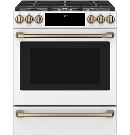 Café™ 30" Smart Slide-In, Front-Control, Gas Range with Convection Oven